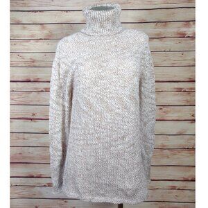 Loose Weave Marled Oatmeal 100% Alpaca Turtleneck Sweater